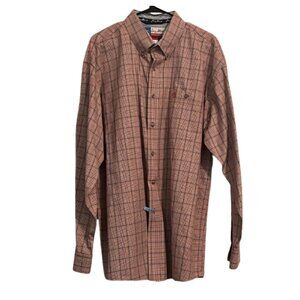 Wrangler George Strait Red Blue Check Shirt Long Sleeve Button Down Collar